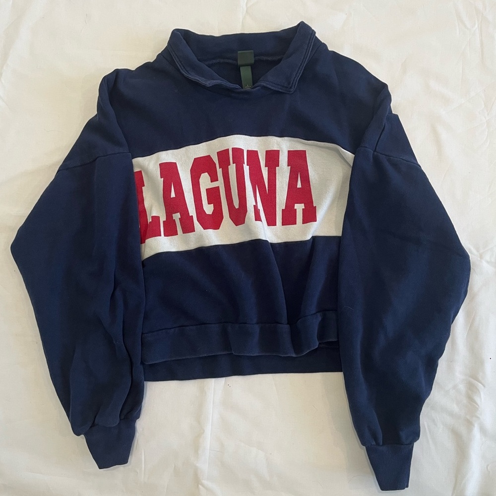 Laguna blue striped cropped sweater